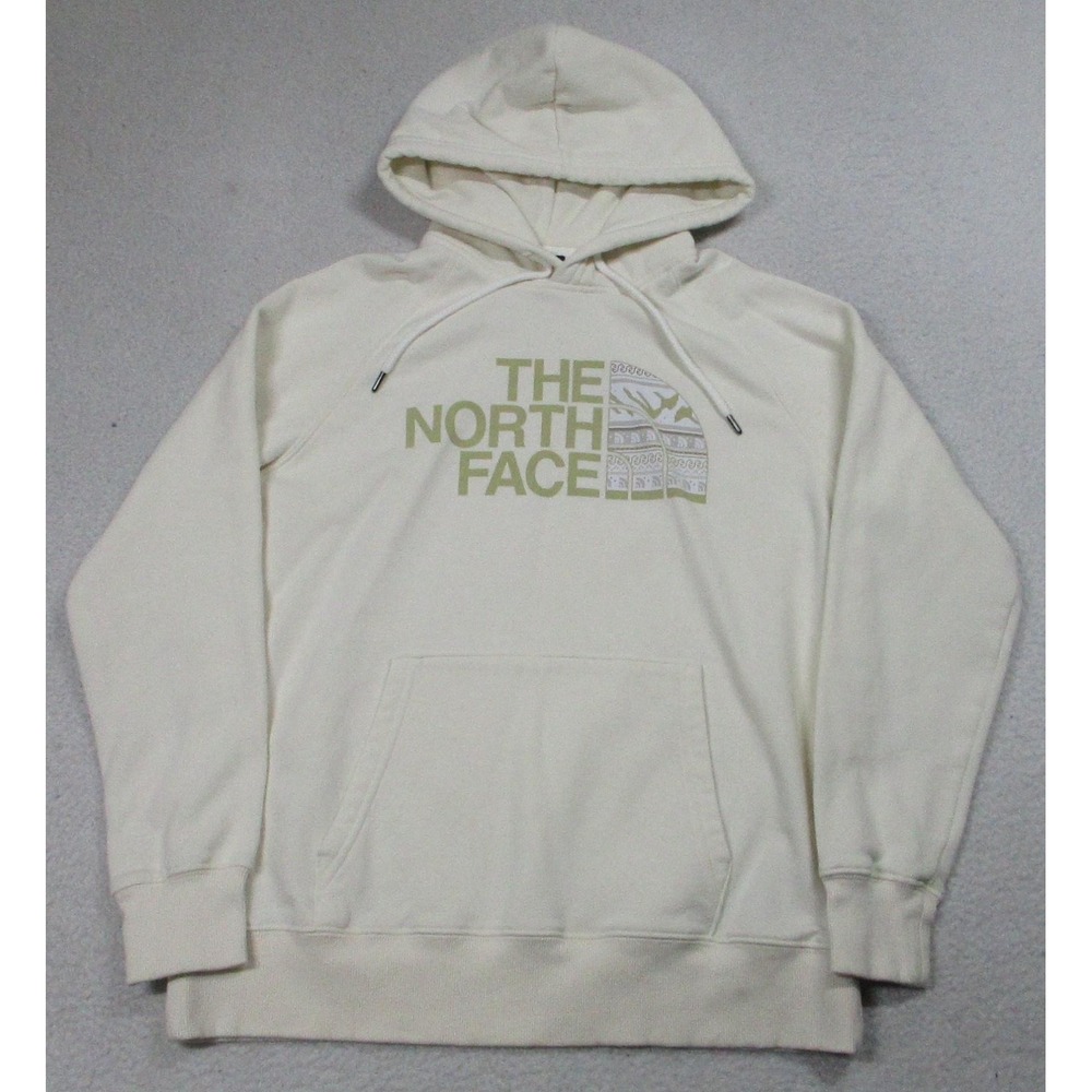 The North Face Hoodie Womens Medium White Pullover Fleece Logo Kangaroo NF0A4M4M